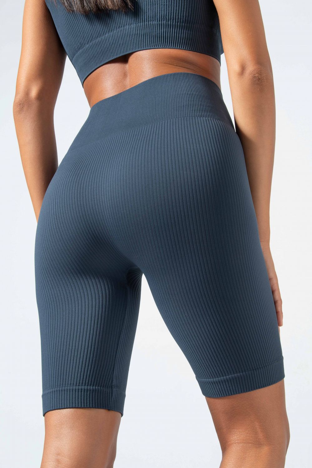 Women's Seamless Ribbed Microfiber Sports Bike Shorts
