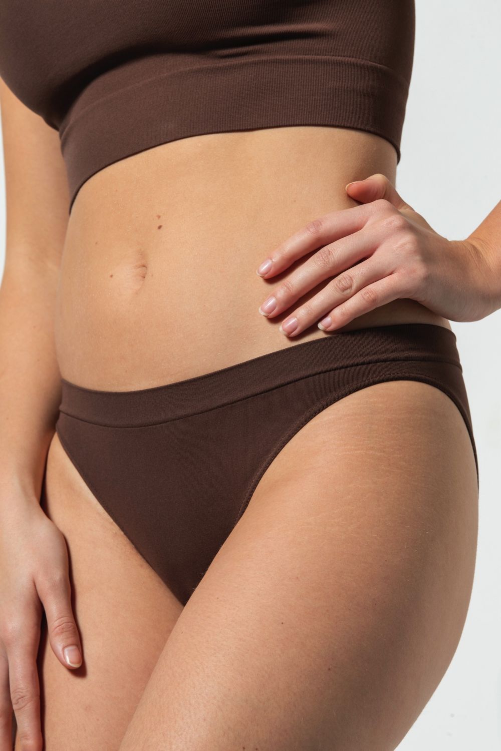 Slip Vita bassa Microfibra SEAMLESS RISALTI colore CIOCCOLATO