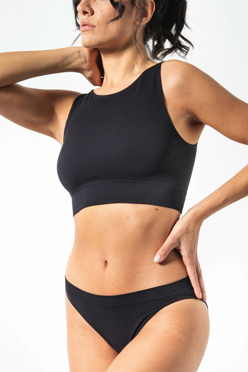 Slip Vita bassa Microfibra SEAMLESS con tassello anallergico confortevole RISALTI colore NERO