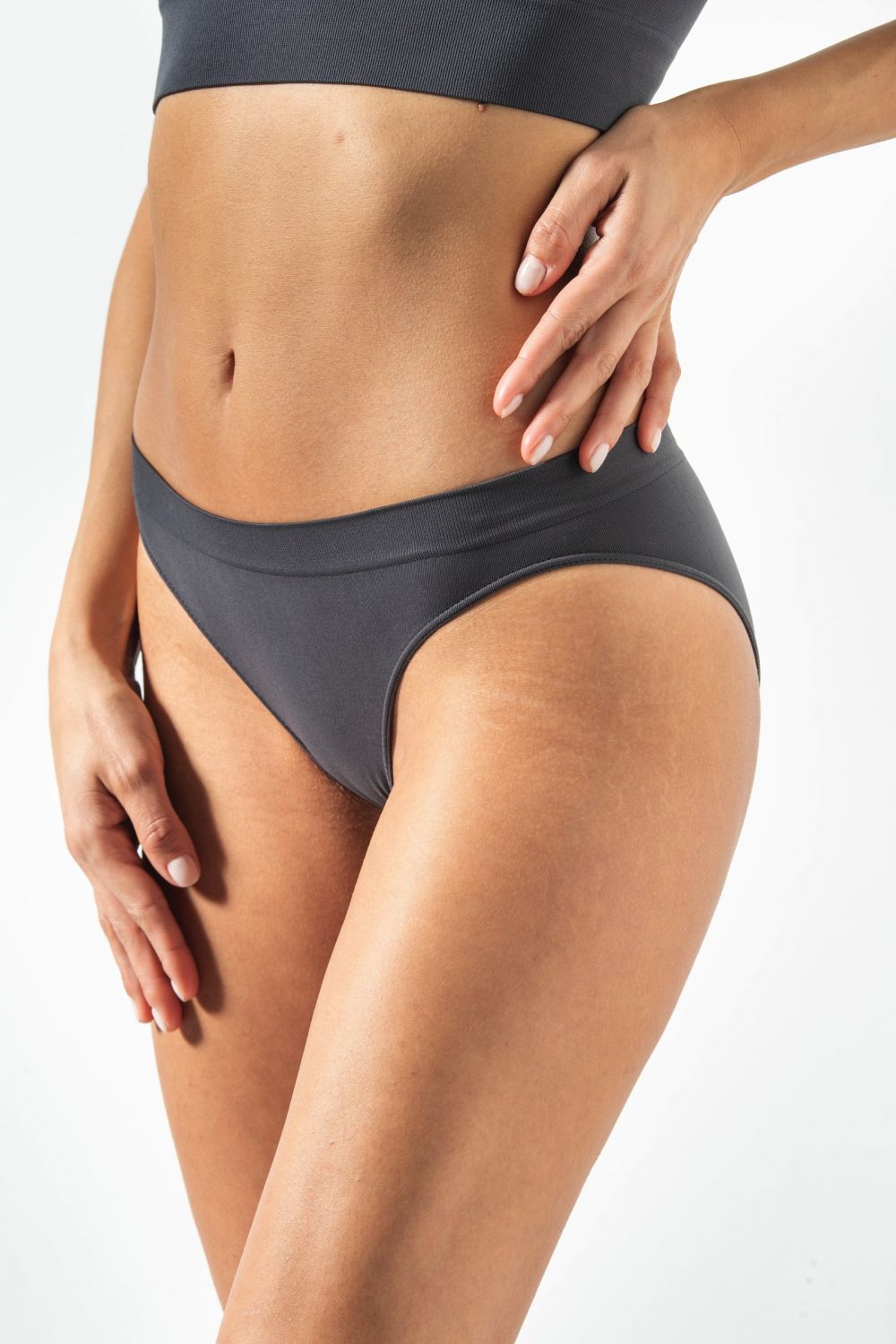 Slip Vita bassa Microfibra SEAMLESS con tassello RISALTI Colore antracite