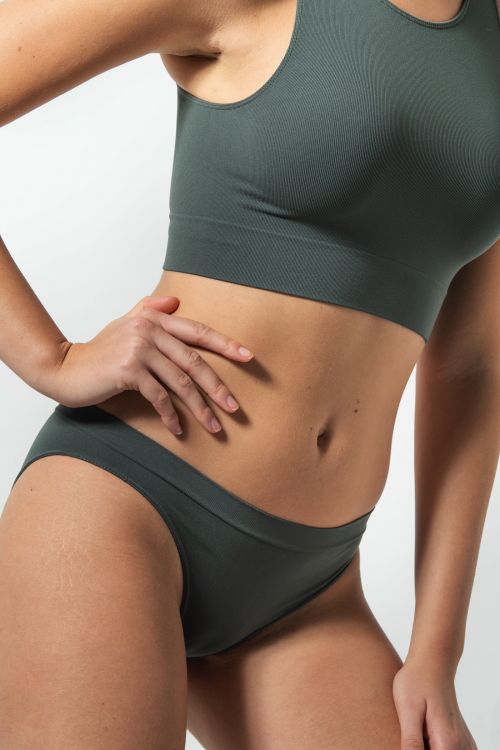 Slip Vita bassa Microfibra con tecnologia SEAMLESS con tassello RISALTI Colore verde militare