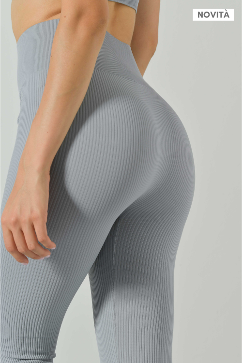 Leggings Sportivi Vita Alta a Costine in Microfibra Seamless, Linea Sara