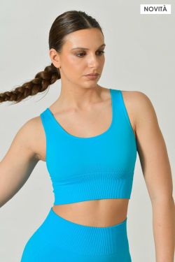 Reggiseno Sportivo con dettagli a Costine in Microfibra Seamless, Linea Ilena