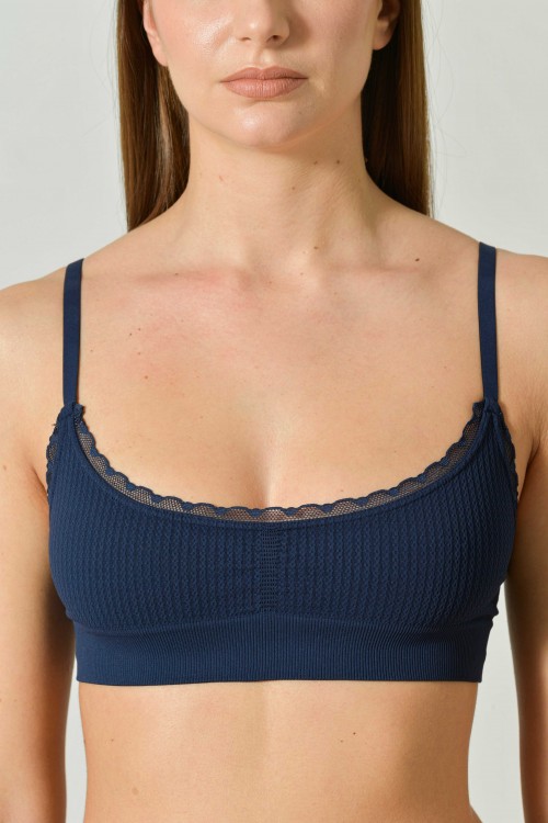 Brassiere Sofia a coste in microfibra con dettagli in pizzo eleganti