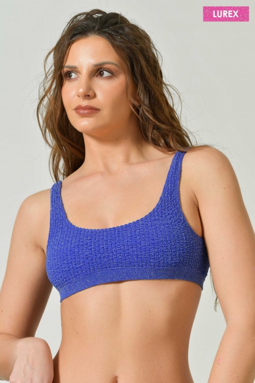 Onda Lurex Bikini Top in Textured Fabric