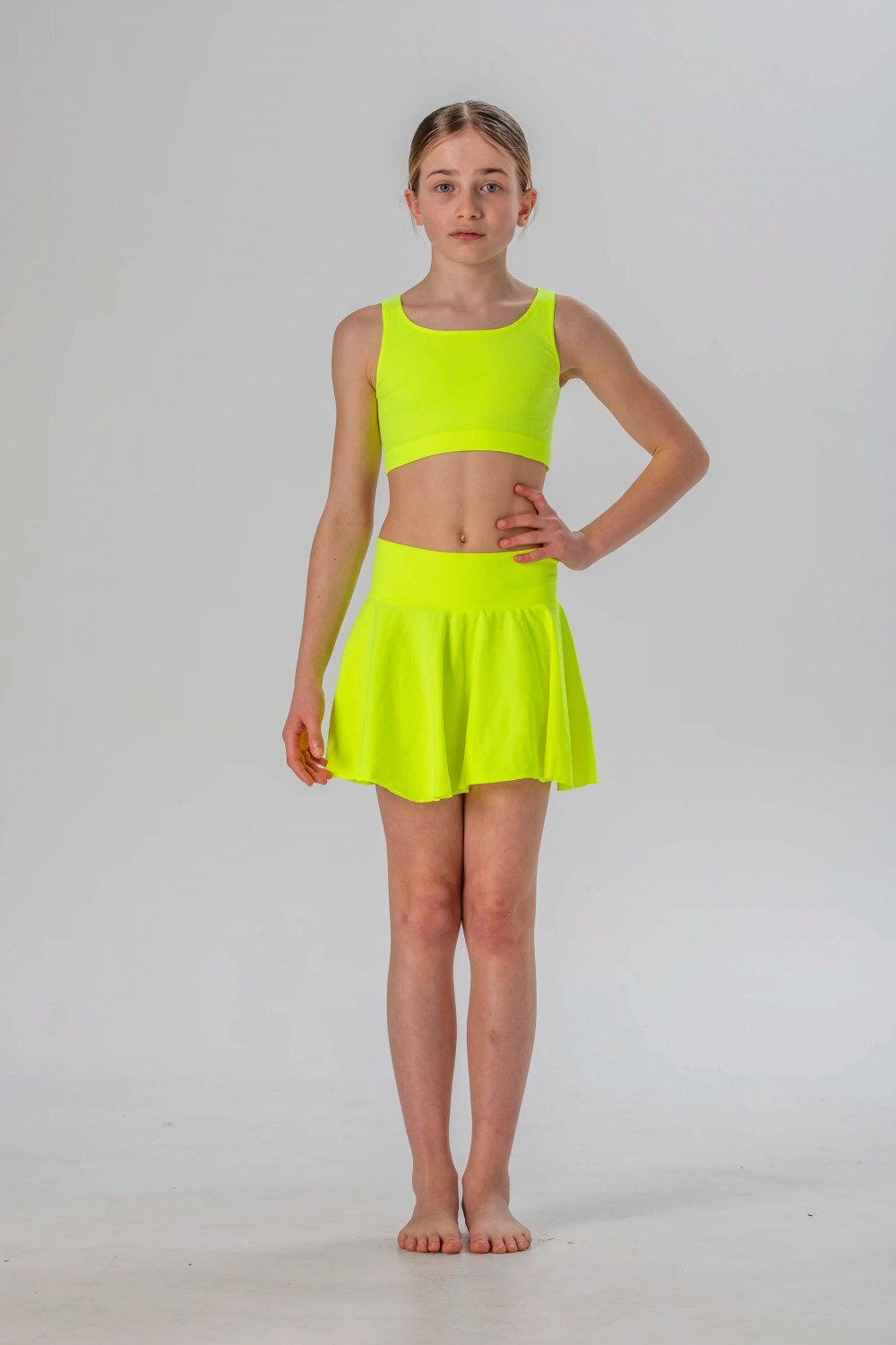 Top Americano da Bambina in Morbida Microfibra Senza Cuciture, Colori Fluo