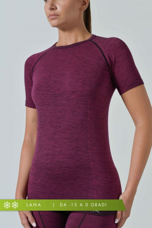 Damen Kurzarm-Thermo-Shirt aus Merinowolle