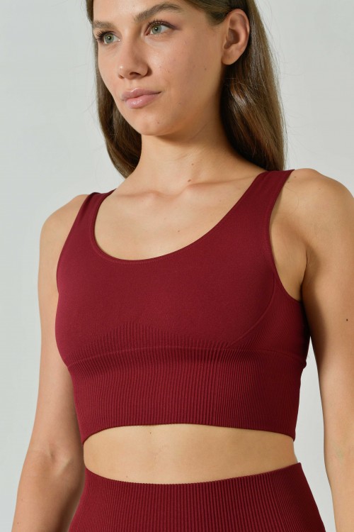 Nahtloser Sport-BH aus Mikrofasern mit Rippendetails, Ilena-Collection