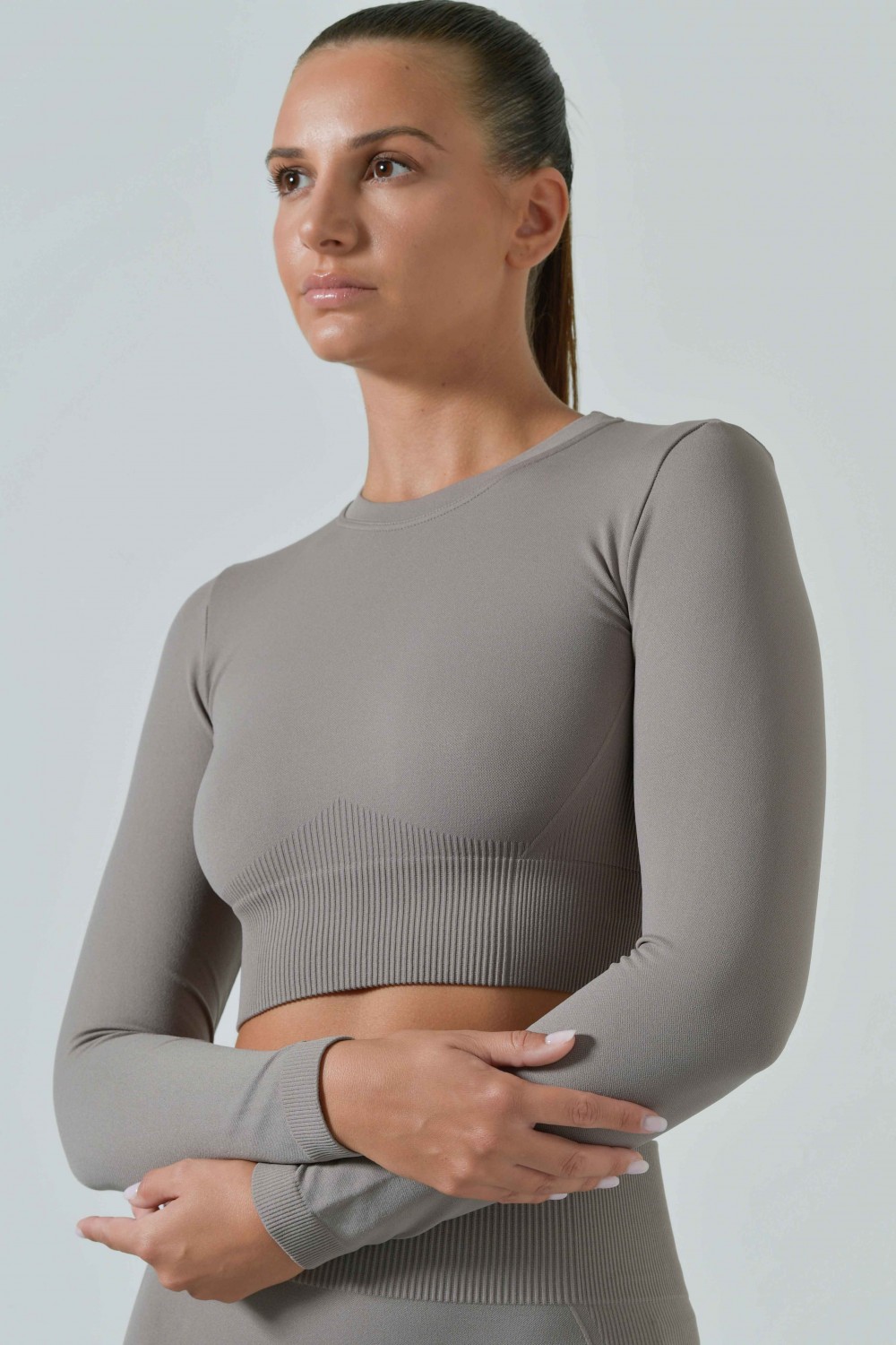 Crop Top Sportivo Manica Lunga in Microfibra Seamless Ilena