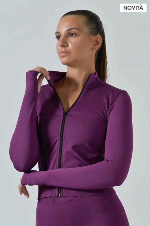 copy of Zip-Up Seamless Microfiber Ribbed Sports Jacket, Ilena Collection