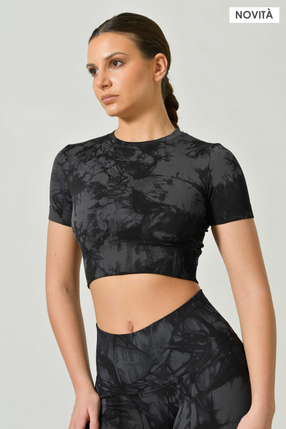 Ilena Tie Dye Aura Seamless Crop Sports T-Shirt