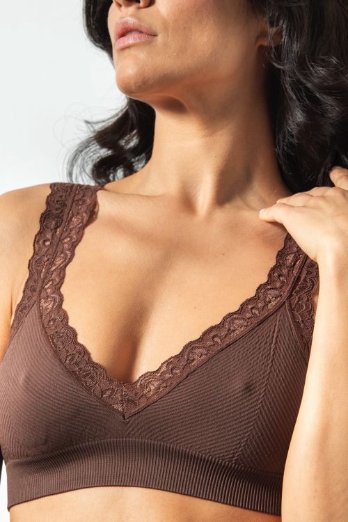Triangular Ribbed microfibre Lace Top