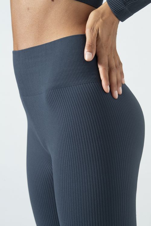 Leggings Sportivi Vita Alta a Costine in Microfibra Seamless, Linea Sara